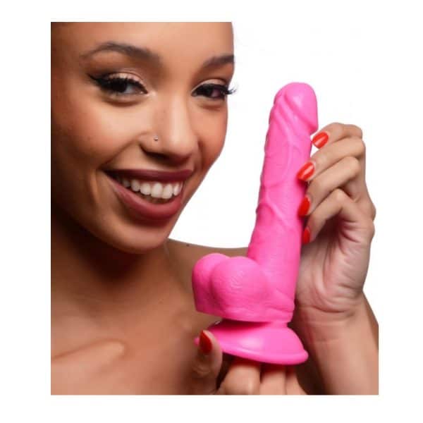 Pop Peckers Dildo With Balls Pink (6.5”) - Image 3