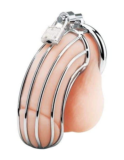 Blue Line Prisoner Cock Cage Silver