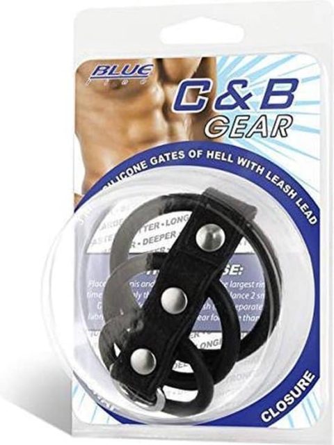 Blue Line Duo Snap Cock And Ball Ring Black