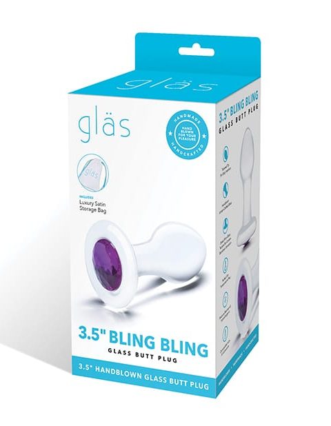 Glas 3.5″ Bling Bling Glass Butt Plug – Clear