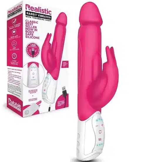 Rabbit Essentials Realistic Rabbit Vibrator With Throbbing Shaft