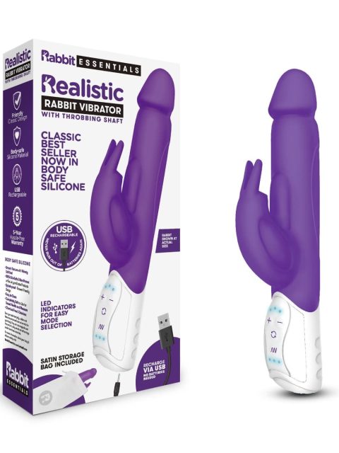 Rabbit Essentials RR Rechargeable Realistic Rabbit Purple