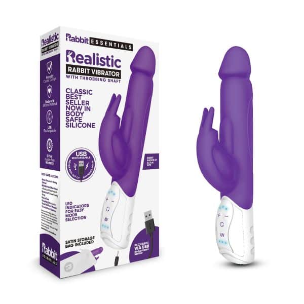 Rabbit Essentials RR Rechargeable Realistic Rabbit Purple