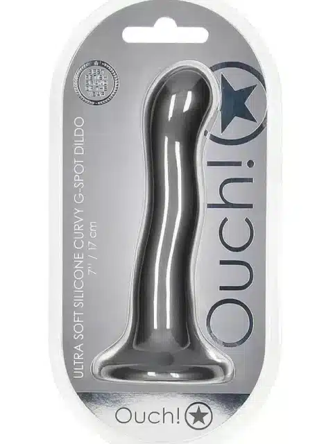 Ouch Ultra Soft Curvy G-Spot Dildo 7" - Gun Metal