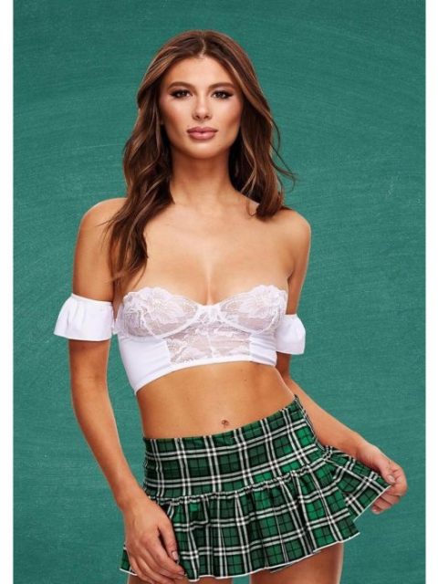 Teachers Pet Schoolgirl Bustier & Skirt Set ML