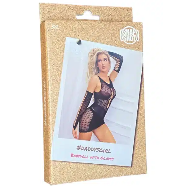 Babydoll with Gloves S/L - Black