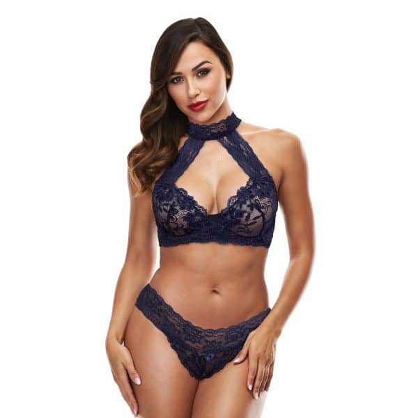 Baci – Lace Halter Bikini Set S/M (Blue)