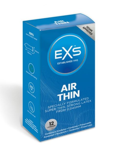 EXS Air Thin Condoms 12-Pack - Natural Latex & Silicone Lubricated