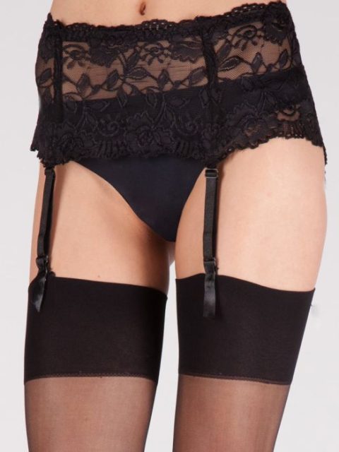 Silky Wide Lace Suspender Belts
