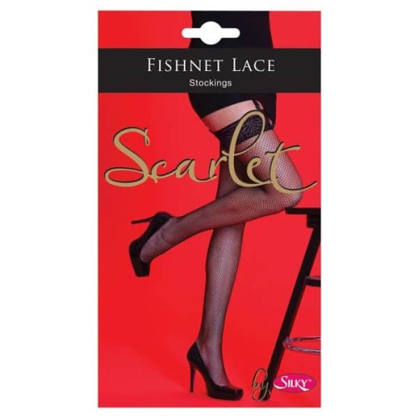 Scarlet Fishnet Lace Top Stocking