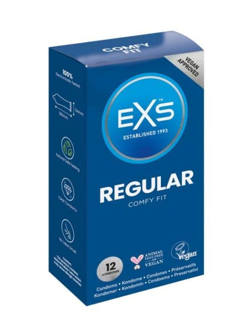 EXS Regular Condoms 12-Pack - Natural Latex & Silicone Lubricated