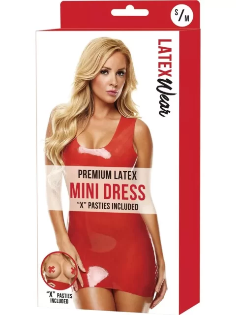 Latex Wear Premium Latex Mini Dress Red S/M
