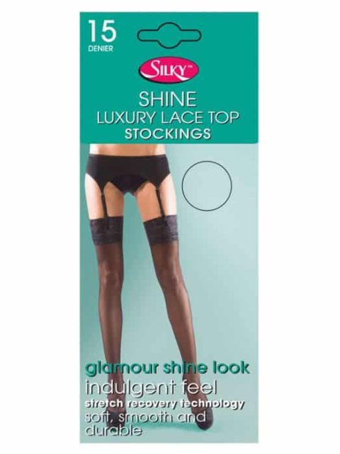 Silky Shine Lace Top Stockings