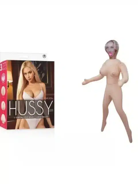 Hussy Standing Pose PVC Inflatable Love Doll With 3 Tempting Love Holes Blonde